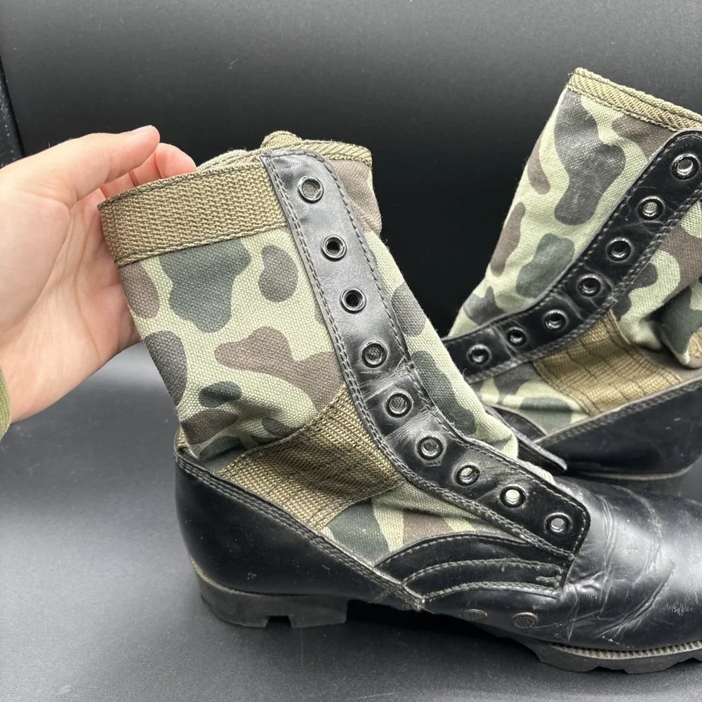 Vintage Jungle Boots Men's 7R Duck Hunter Camo Combat Lace Up Military Boots